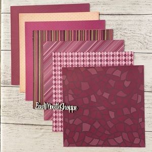 12x12 Scrapbook Paper Lot Red Purple Pink Stripes Argyle Diamond 4